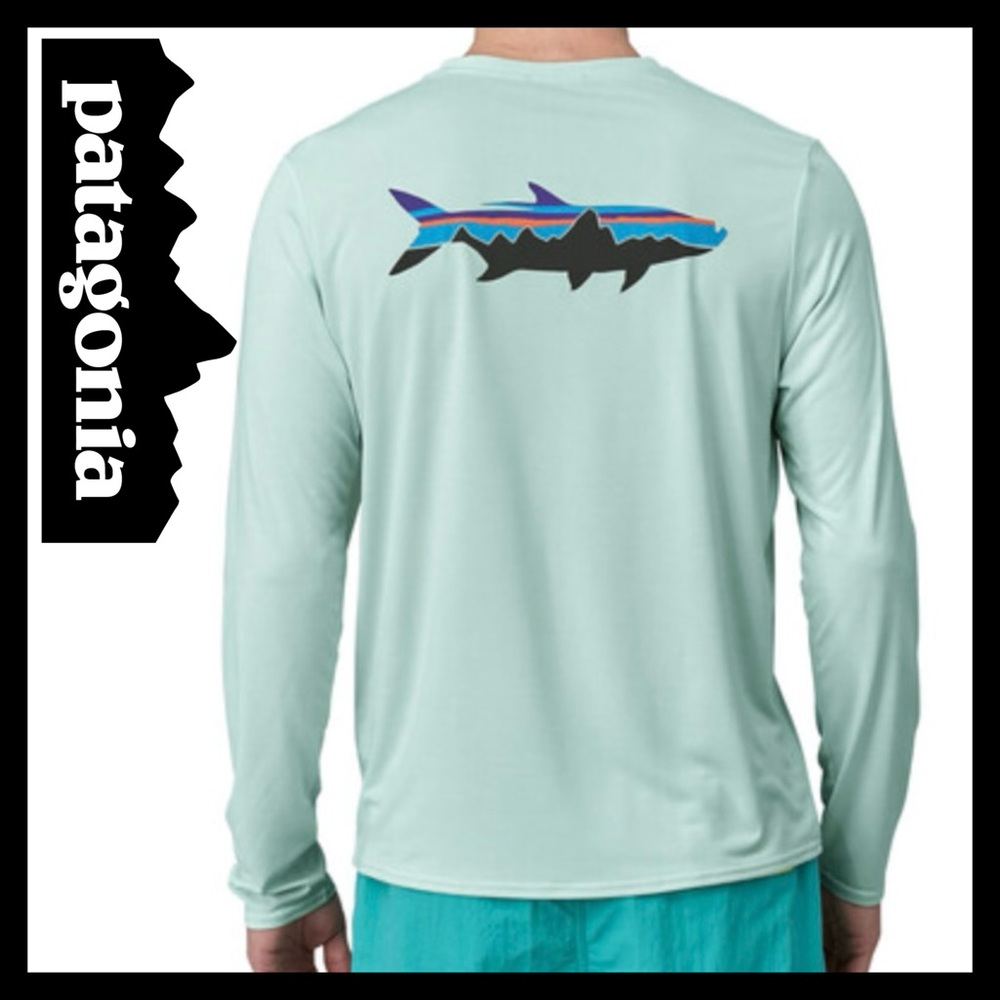 Patagonia Men's LS Capilene Cool Daily Waters Graphic T-Shirt - Size (M) Mint - Picture 14 of 14